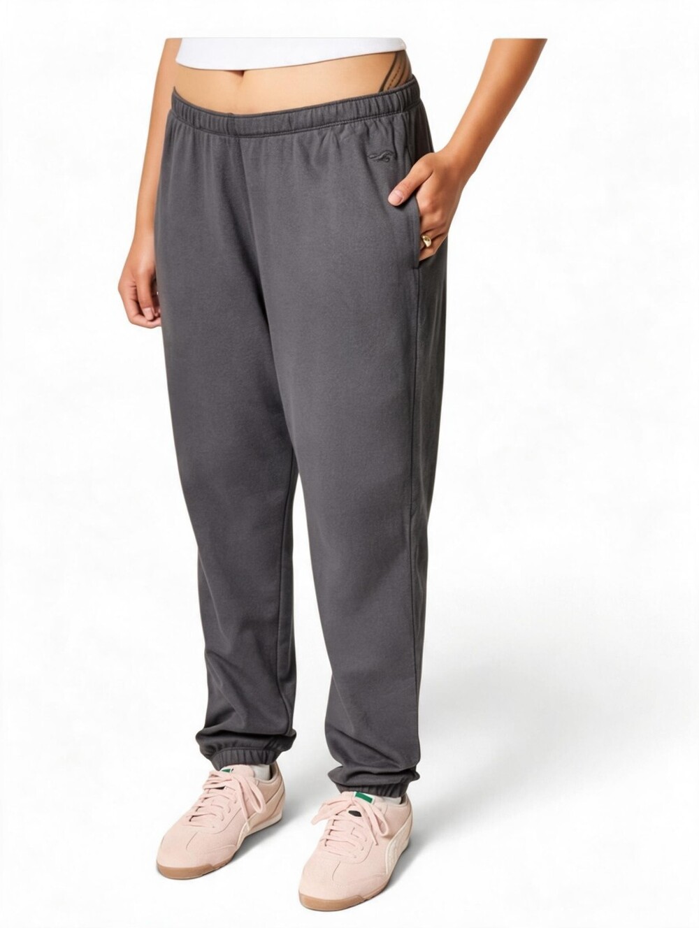 Hollister Grey Relaxed Fit Fleece Joggers Womens Size Small Hi-rise